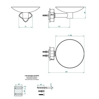 Мыльница металлическая THG Petale De Cristal Bleu U6B-A02-546GM хром