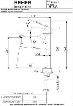 Смеситель для раковины Remer Energy EY12ANO черный