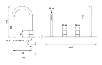 Cмеситель для ванны CEA Design Innovo INV 56 S сталь
