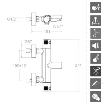 Смеситель термостатический Ramonsoler Termotech для ванны с душевым комплектом 963901NL