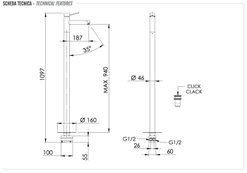 Смеситель для раковины Remer Minimal N18 хром
