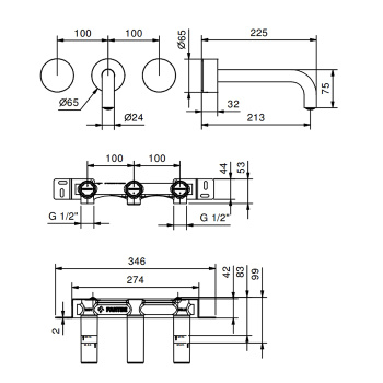 Смеситель для раковины Fantini Af/21 27 P5 A813B черный