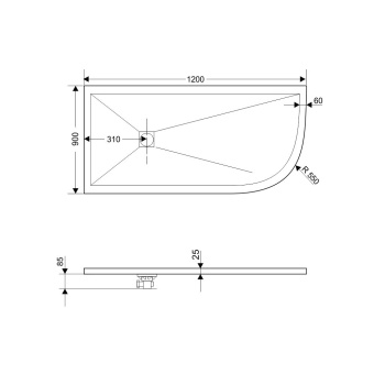 Душевой поддон асимметричный RGW Stone Tray ST/AL-W белый (Комплект) 900x1200 мм 16154129-01LK