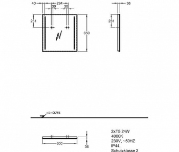 Зеркало с подсветкой 60 см Geberit Option 500.586.00.1