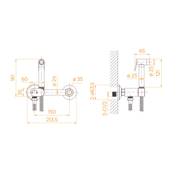 Гигиенический душ со смесителем RGW SP-216 581408216-01