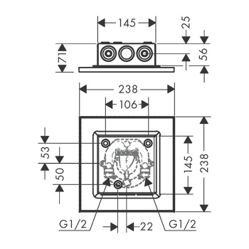 Axor ShowerSolution Верхний душ, 250x250мм, 2jet, потолочный монтаж, цвет: хром 35313000