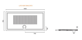 Душевой поддон 140×70 Catalano H3 Ceramic Bianco lucido 7041470001