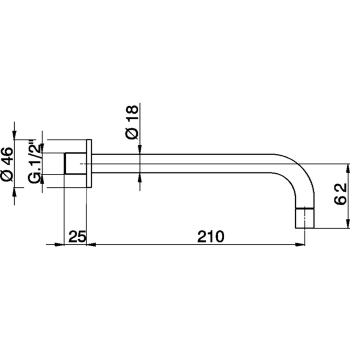 Излив Cisal Components настенный, 210 мм для ванны, черный матовый ZA00225040