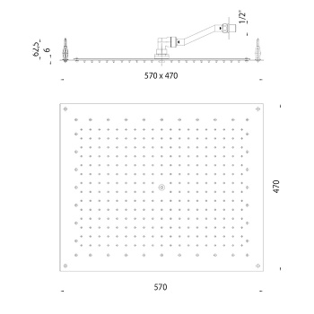 BOSSINI PARIS-RECTANGULAR Верхний душ 570 x 470 мм, FLAT, цвет: хром I01608.030