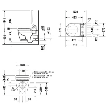 Чаша подвесного унитаза Duravit ME by Starck SensoWash 2529592000 с HygieneGlaze
