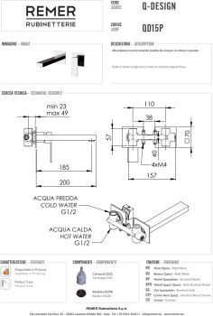 Смеситель для раковины Remer Q-design QD15P хром