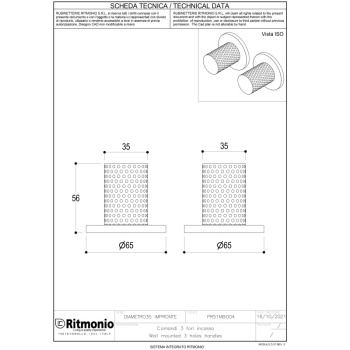 Ручка для смесителя Ritmonio Diametro35 Impronte из стены хром PR51MB004CRL