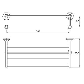 Полочка для полотенец Stella Eccelsa 1066 хром EC 10019 CR00