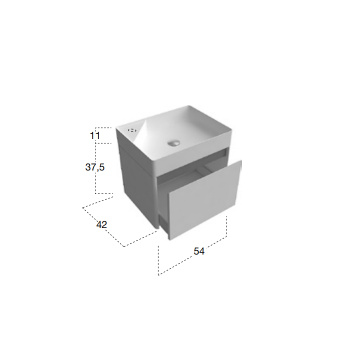 Комплект мебели Antonio Lupi Simplo 54х42хh37.5, с раковиной, с 1 ящиком, Matita goffrato А0002424218