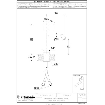 Смеситель для раковины Ritmonio Dot316 PR50AA211INOX сталь