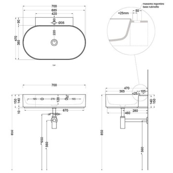 Раковина подвесная Cielo Mare MRLS70 AL 70 см зеленый