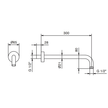 Держатель верхнего душа Fantini 300, настенный монтаж, Матовая натуральная сталь 86 93 8027