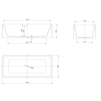 Ванна из искусственного камня KNIEF Shine 180x80 0600-041-01