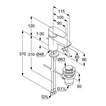 Смеситель для раковины Kludi Pure&solid 343850575 хром