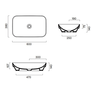 Раковина Catalano Green 60x38, встраиваемая, без отв, Sabbia Satinato 424600029