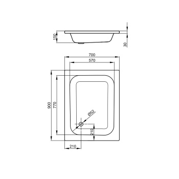 Душевой поддон Bette BetteQuinta 5730 90х70 белый