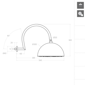Верхний душ Ramonsoler Hydrotherapy настенный RB3A390