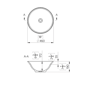 Раковина Tw BARBRO 460 C для установки на столешницу 460, без перелива, белый матовый TWCL2103BO