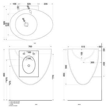 Раковина подвесная Cielo Le Giare LGLS70 PL 70 см голубой