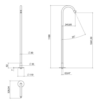 Излив для раковины Agape Fez, напольный, с регулировкой напора, 118см, белый ARUB1460000Z