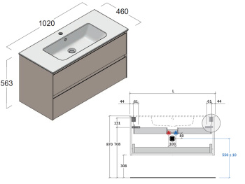 Тумба под раковину Berloni Bagno WAY BLOCK WAKBS2CKDIC 1428