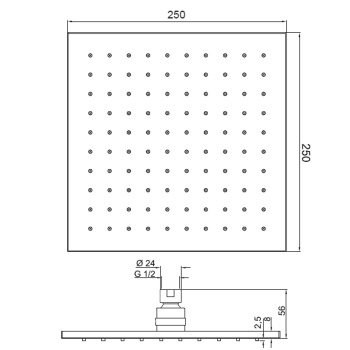 Верхний душ из латуни Fima Carlo Frattini Wellness 250х250, квадратный, чёрный матовый F2630/2NS