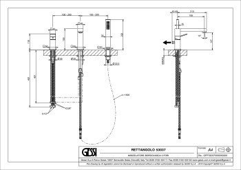Смеситель для ванны Gessi Rettangolo K 53037.708 Copper Brushed PVD