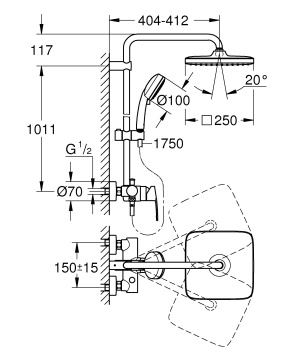 Душевая стойка Grohe Tempesta Cosmopolitan 26692000, хром