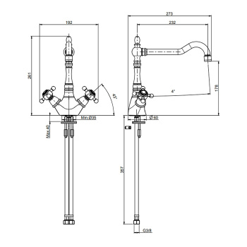 Смеситель для кухни Fima Carlo Frattini Kitchen на 1 отверстие, Elizabeth, золото F5087OR