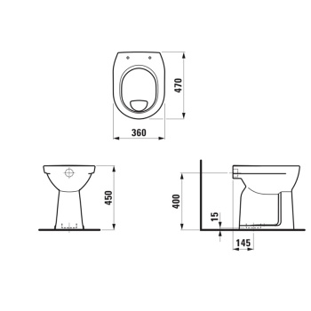 Унитаз напольный Laufen Pro 8.2595.7.000.000.1 с полочкой, выпуск вертикальный, увеличенная высота