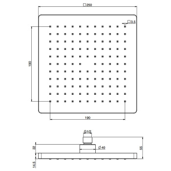Верхний душ Fima Carlo Frattini Soffioni 25х25, чёрный матовый F2987/2NS