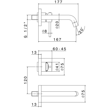 Смеситель для раковины настенный Newform Xt 4228E.21.018 хром