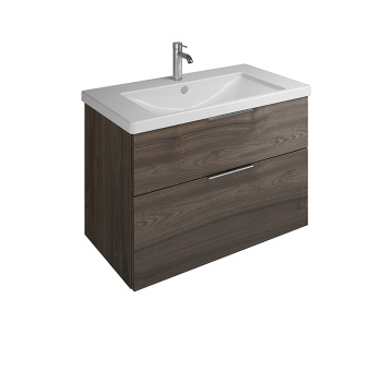 BURGBAD Eqio База подвесная с керамическим умывальником 93х49х64.5см. 2 ящика с ручкой желоб., c 1 отв под смес.   цвет: трюфельный декор F2012 SEYQ093F2012C001*1