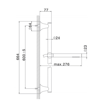 Душевой гарнитур штанга Cisal Vita L=664мм, шланг и ручной душ 1 режим, хром VI00311021