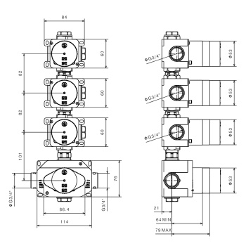 Встраиваемая часть для душа Newform 3/4 на 3 источника, 27877.00.000
