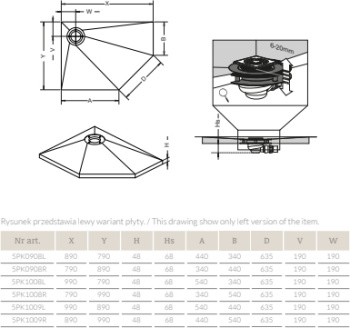 Душевая плита Radaway 5PK0908L/5K01
