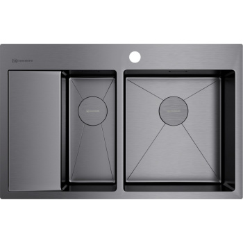 Мойка кухонная Omoikiri Akisame 78-2-GM-R вороненая сталь 4973102