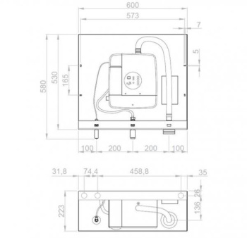 Универсальный встраиваемый блок Nofer с сушилкой для рук, смесителем для воды, дозатором для мыла, 12053.CTS единый блок