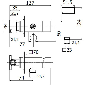 Гигиенический души Plumberia Selection Tag PVC 1250, черный матовый, TG2000NO
