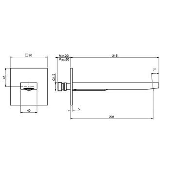 Излив для настенного монтажа Fima Carlo Frattini Fit 201, черный матовый F2424NS