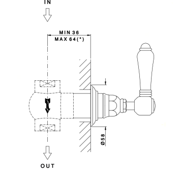 Запорный вентиль (скрытая часть) Nicolazzi Teide 3/4 METAL 4912CR05