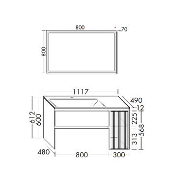Burgbad Accura Комплект мебели 111.7х49х61.2см., 2 ящика, 1 стеклянная дверца слева Антрацит, в комплекте с черной матовой раковиной, цвет: Eiche natur SGVI111R F6077 C0038
