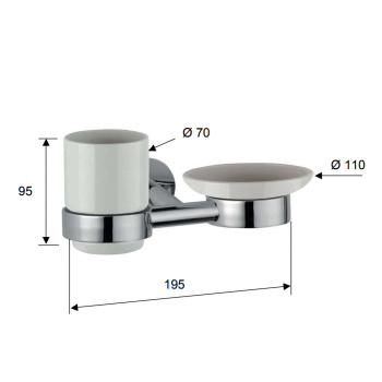 Стакан и мыльница подвесные на одной опоре Daniel Accessori Bagno Hilton керамика белые/хром HIPBPS942