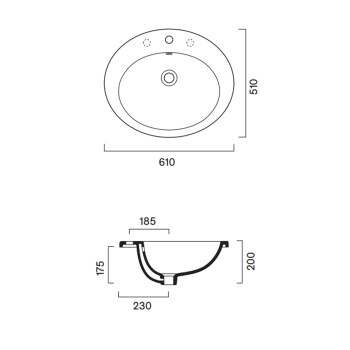 Раковина Catalano Italy 61x51 встраиваемая, с 1 отв, белый глянцевый 725611001