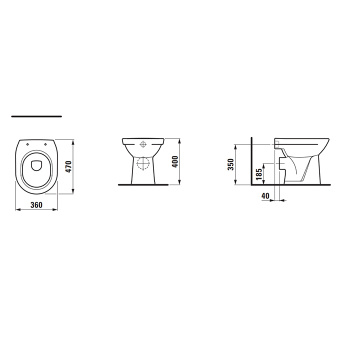 Унитаз напольный Laufen Pro 8.2195.6.000.000.1 выпуск горизонтальный, белый